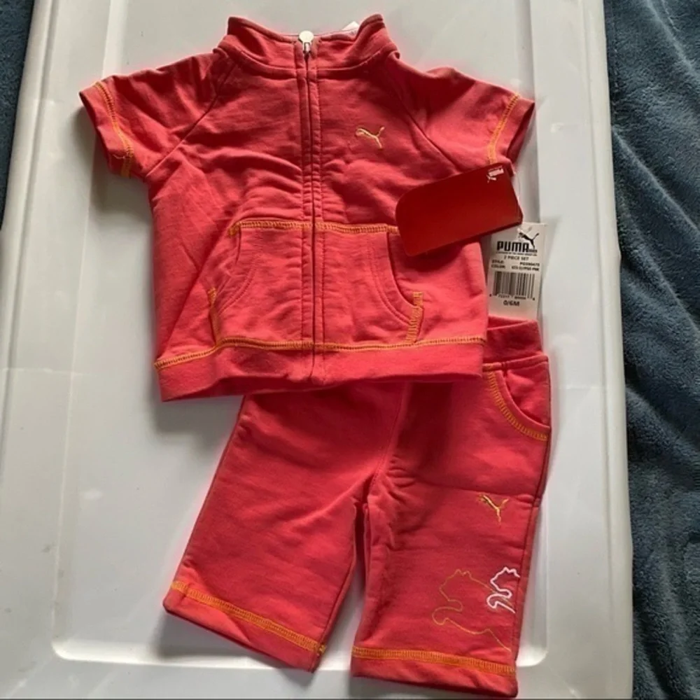 Puma 2 pc Track Suit Calypso Pink 0-6 mon NWT - Picture 1 of 5